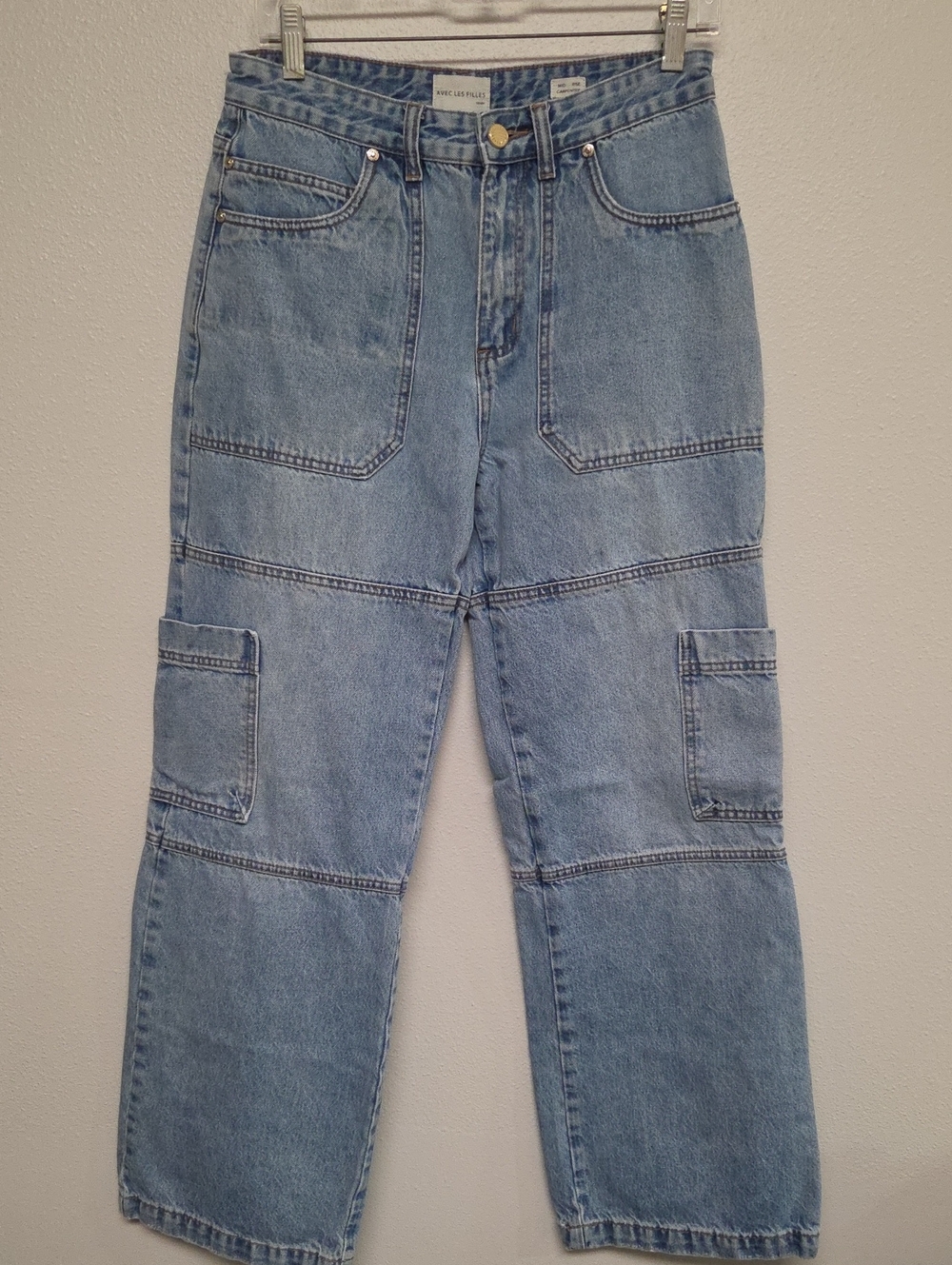Avec Les Filles Light Blue Wide-Leg Carpenter Jeans